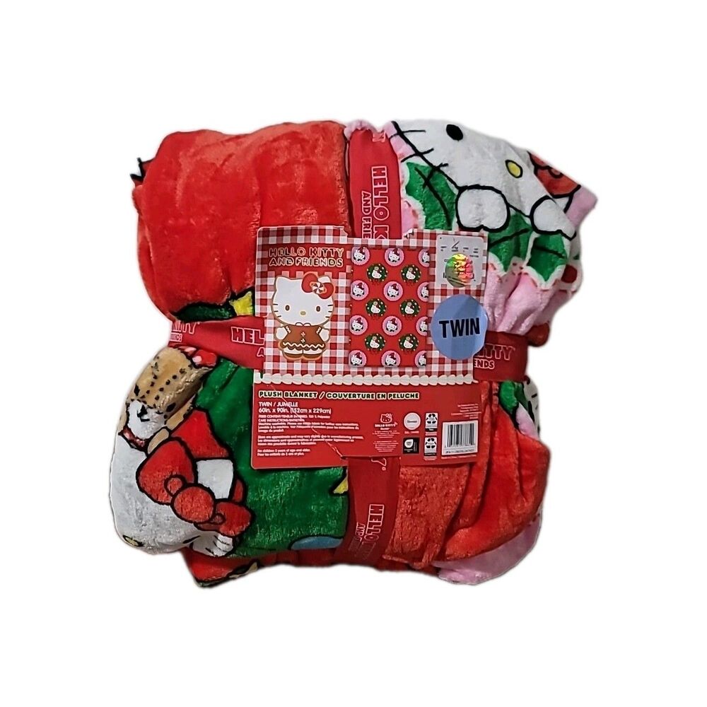 Hello Kitty Twin 60 X 90 Christmas Plush Blanket